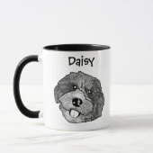 Bordoodle Dog Hand Zeichnend Personalisiert Tasse (Links)