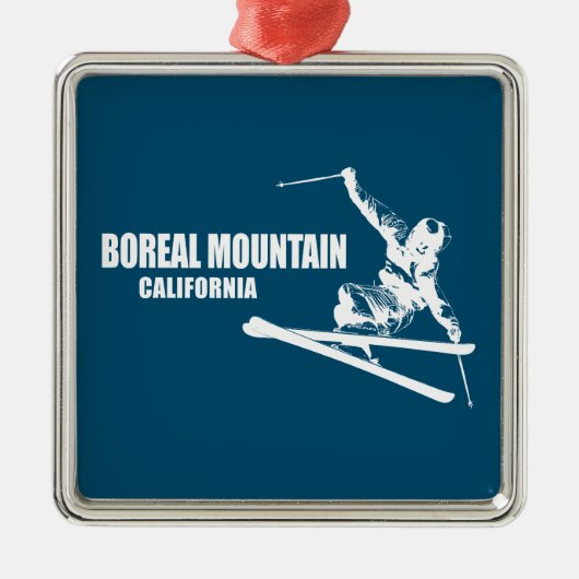 Boreal Mountain California Skier Ornament Aus Metall (Vorne)