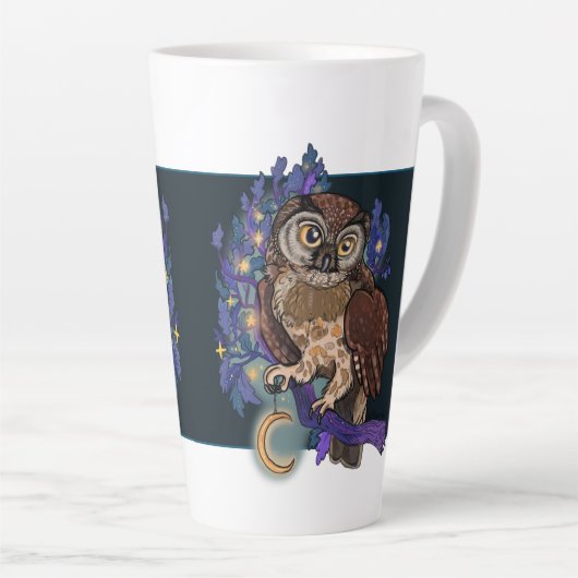 Boreal Night Tree Owl Latte Tasse (Rechte Ecke)