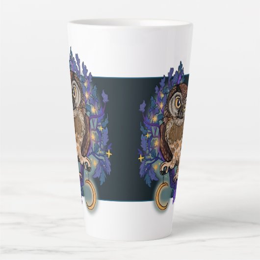 Boreal Night Tree Owl Latte Tasse (Vorderseite)