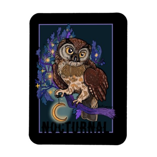 Boreal Night Tree Owl Noctural Magnet (Vertikal)