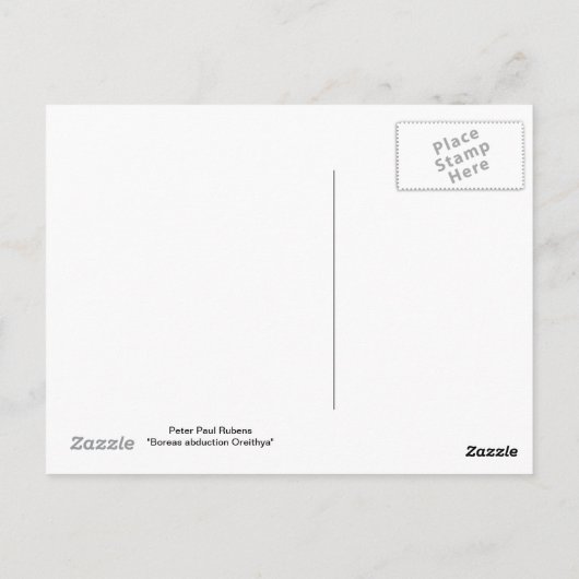 Boreas entführt Oreithya - Rubens Postkarte (Rückseite)