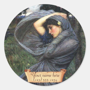 "Boreas" J. W. Waterhouse Pre-Raphaelite Buchzeich Runder Aufkleber