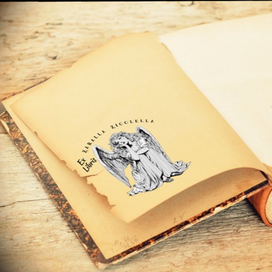 Bored Angel Girl Wood Art Briefmarke Gummistempel