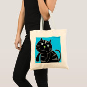 Bored Black Cat Tote Bag Tragetasche (Vorderseite (Produkt))