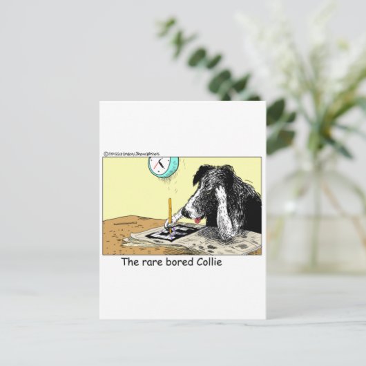 Bored Border Collie Funny gibt T-Shirts Sammlerstü Postkarte (Stehend Vorderseite)