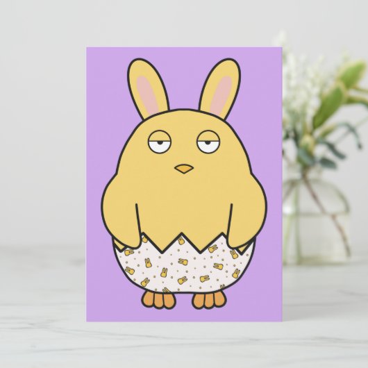 Bored Bunny Chick Einladung (Stehend Vorderseite)