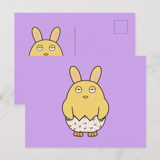 Bored Bunny Chick Postkarte (Vorne/Hinten)