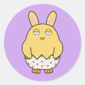 Bored Bunny Chick Runder Aufkleber (Vorderseite)
