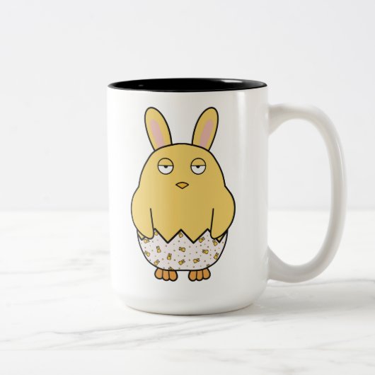 Bored Bunny Chick Zweifarbige Tasse (Rechts)