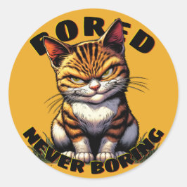 Bored Cat Runder Aufkleber