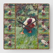 Bored Duck Foto Collage, Square Wall Clock Quadratische Wanduhr (Vorderseite)
