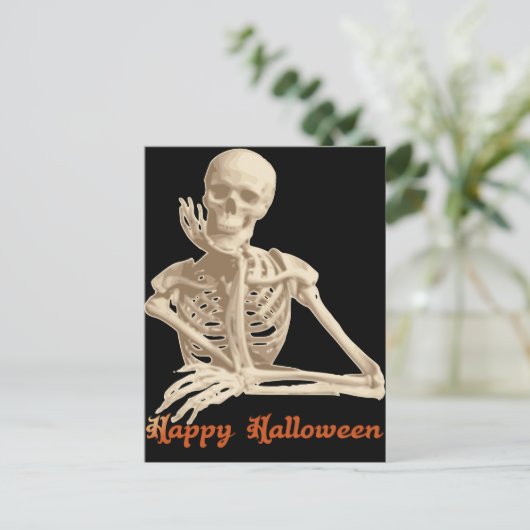 Bored Skeleton Postkarte (Stehend Vorderseite)