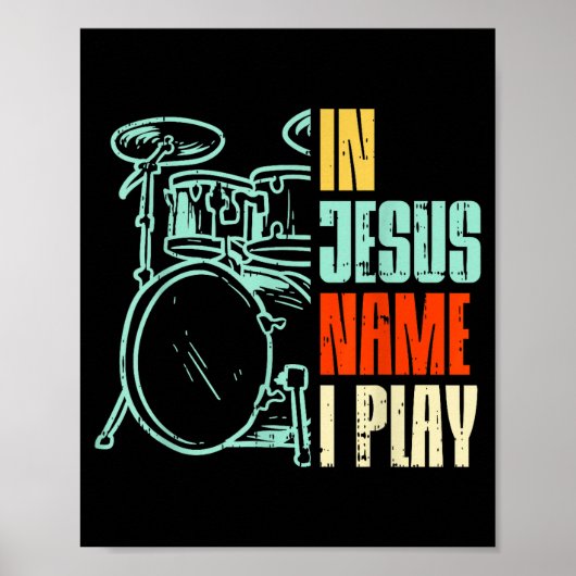 Boredkoalas Jesus Name I Play Drums - Men, Boys - Poster (Vorne)