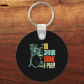 Boredkoalas Jesus Name I Play Drums - Men, Boys - Schlüsselanhänger (Vorderseite)