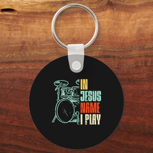 Boredkoalas Jesus Name I Play Drums - Men, Boys - Schlüsselanhänger (Vorderseite)