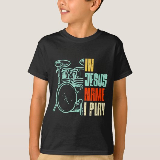 Boredkoalas Jesus Name I Play Drums - Men, Boys -  T-Shirt (Vorderseite)