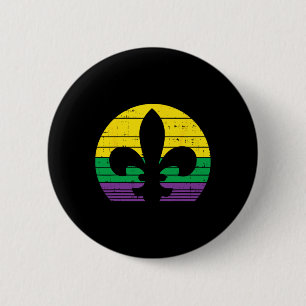 Boredkoalas Retro Jester Hat Silhouette Mardi Gras Button