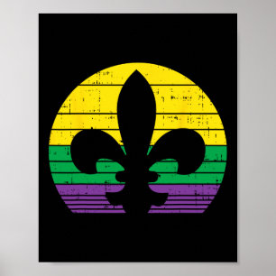 Boredkoalas Retro Jester Hat Silhouette Mardi Gras Poster