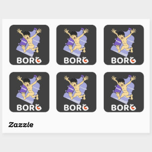 BORG Social Media Cocktail Rave-Krug-Aufkleber Quadratischer Aufkleber