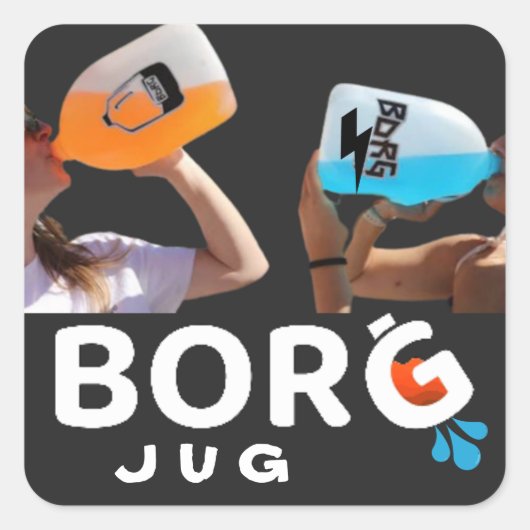 borG Social Media Drink Raver Cocktail JUG ETIKETT Quadratischer Aufkleber (Vorderseite)