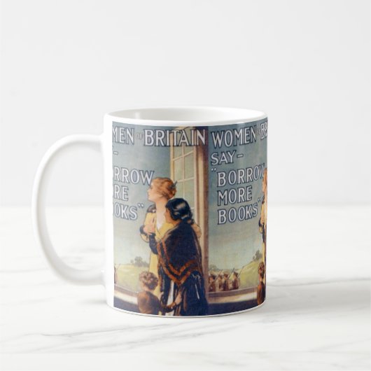 Borgen Sie mehr Buch-Tasse Kaffeetasse (Links)