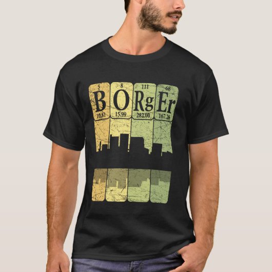 Borger Periodensystem Elemente Borger Texas Retro T-Shirt (Vorderseite)