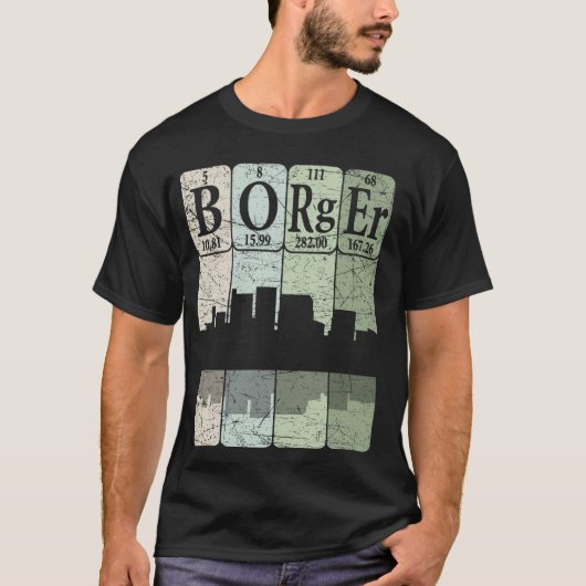 Borger Periodensystem Elemente Borger Texas Retro T-Shirt (Vorderseite)