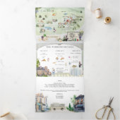 Borgo Corsignano | Illustrierte Hochzeit Dreifach Gefaltete Einladung (Innenseite)