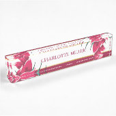 Borgundy Floral Monogram gestreift Namensplakette