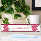 Borgundy Floral Monogram gestreift Namensplakette
