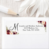Borgundy Floral Watercolor Script Monogram-Adresse (Insitu)