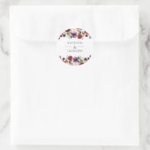 Borgundy Floral Wedding Monogram Sticker Labels (Tasche)