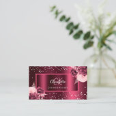 Borgundy florals monogramm eleganter QR-Code Visitenkarte (Stehend Vorderseite)