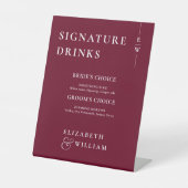 Borgundy Minimalistisch Monogram Signature Drinks Sockelschild (Vorderseite)
