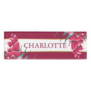 Borgundy Monogram, floral gestreift Namenschild