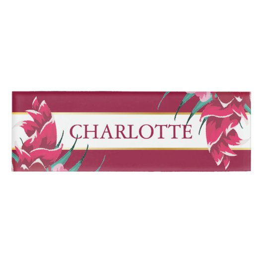 Borgundy Monogram, floral gestreift Namenschild (Vorderseite)