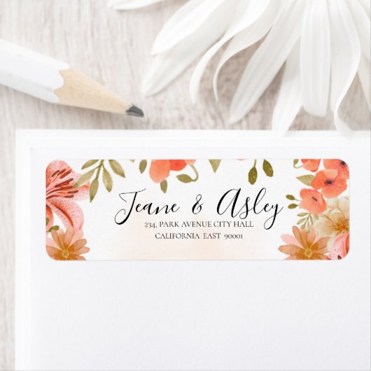 Borgundy orange floral beige Rücksendetikett (Insitu)