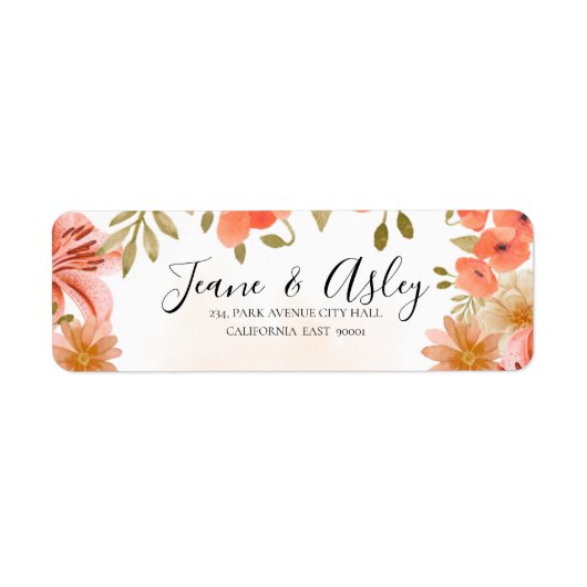 Borgundy orange floral beige Rücksendetikett (Vorne)