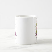 Borgundy Pink Cream Floral Letter A Monogram Kaffeetasse (Mittel)
