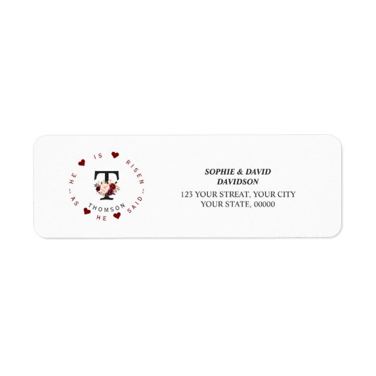 Borgundy Pink Floral Monogram Rücksendeadresse Lab (Vorne)