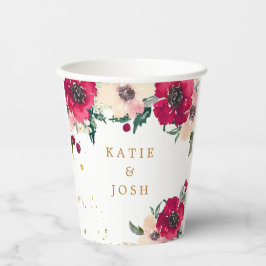 Borgundy und Gold Aquarellpapier Pappbecher