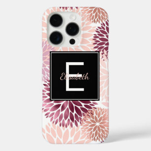Borgundy Wine and Pink Watercolor Floral Monogram iPhone 16 Pro Hülle