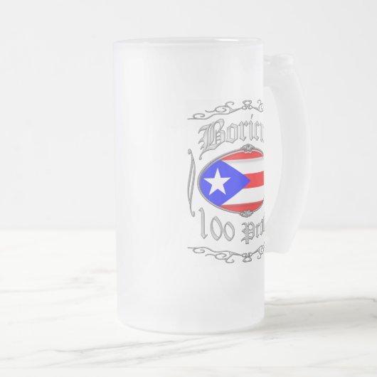 Boricua 100 Proof2 Mattglas Bierglas (VorderseiteRechts)