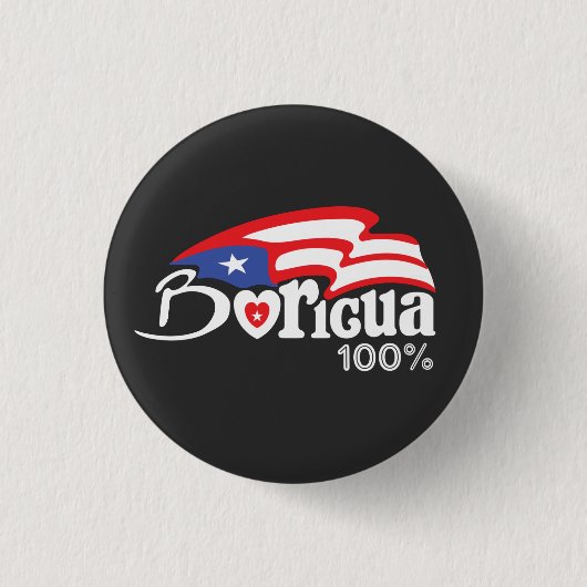 Boricua 100% Puerto Rico Button (Vorderseite)