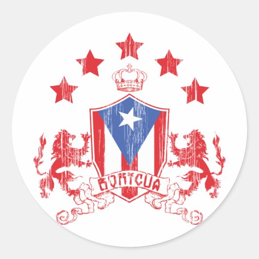 Boricua Heraldy Runder Aufkleber (Vorderseite)