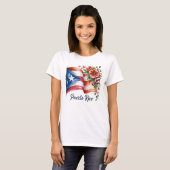Boricua Pride Floral Puerto Rico Flag Wasserfarbe T-Shirt (Vorne ganz)