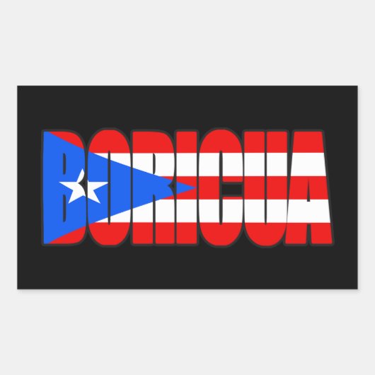 Boricua Puerto Rican Flag Typography Rechteckiger Aufkleber (Vorderseite)