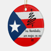 Boricua Puerto Rico Fahne Weihnachten Keramik Ornament (Links)
