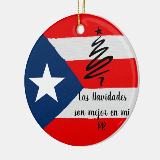 Boricua Puerto Rico Fahne Weihnachten Keramik Ornament (Links)